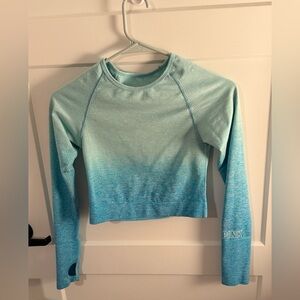 PINK Victoria's Secret Seamless Teal Gradient Crop Top